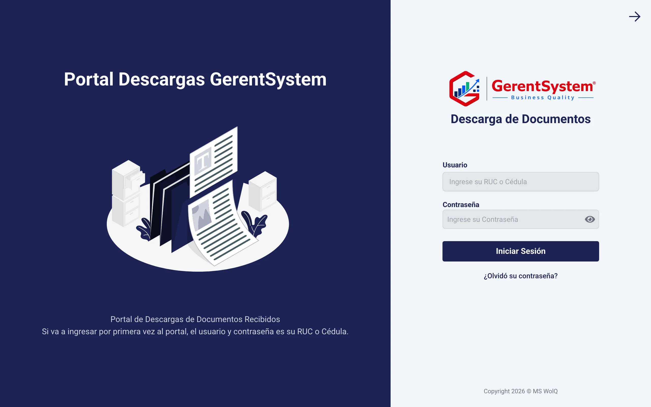 Vista previa del portal GerentSystem