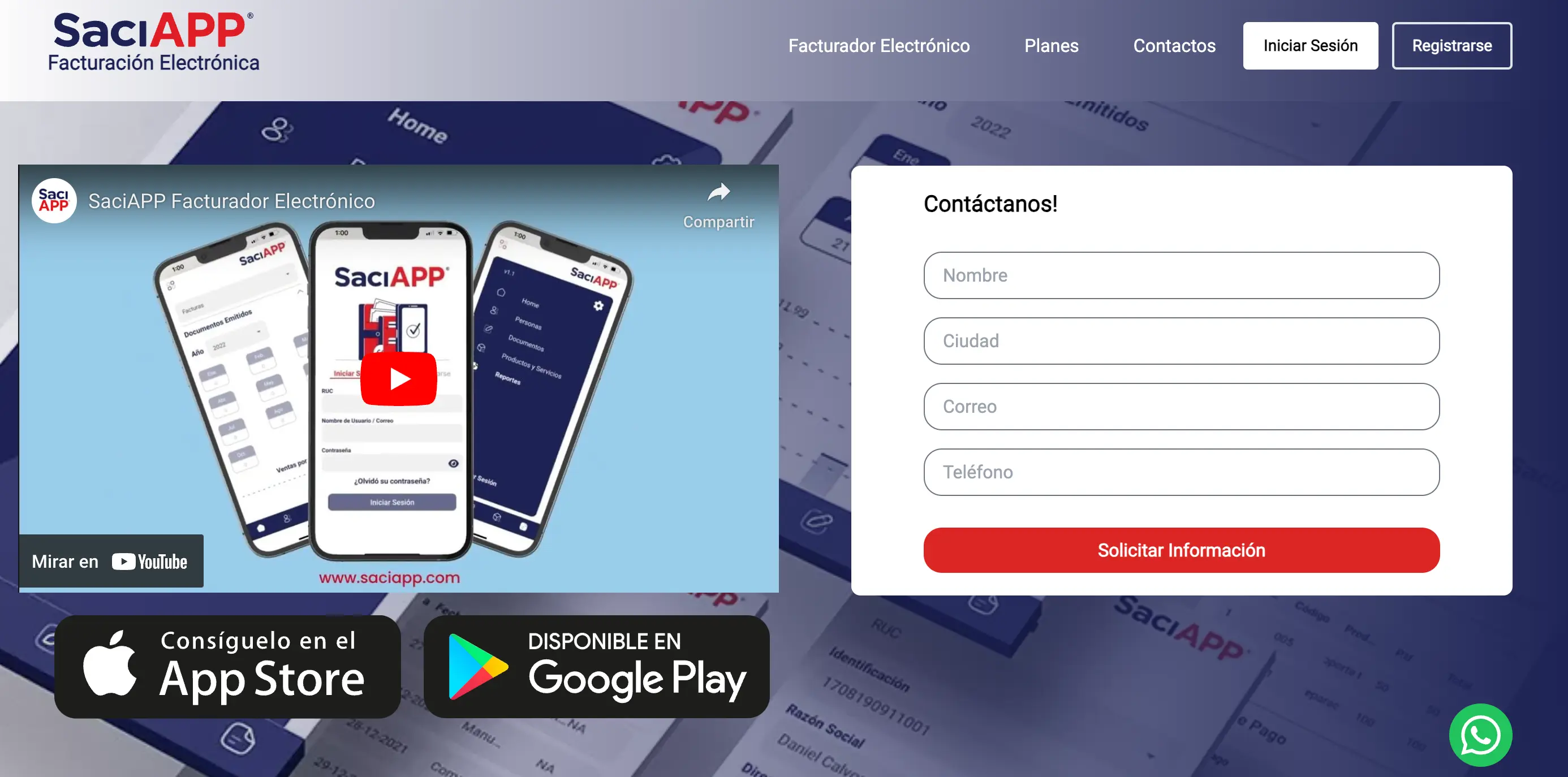 Captura de la plataforma SaciAPP